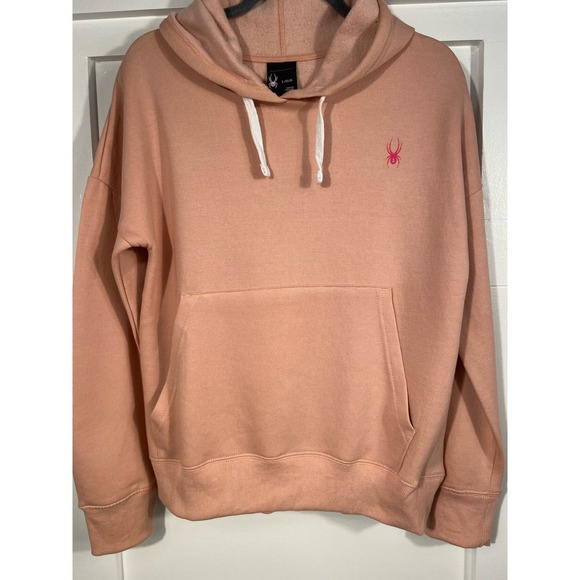 Cozy Pink on Pink Spyder Hoodie * Cotton Blend Activewear Sweatshirt SZ L w3000 - Picture 1 of 7